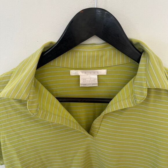 Nike Golf Lime Green White Stripe Dri-Fit Short Sleeve Polo Shirt Women's S - Picture 5 of 8